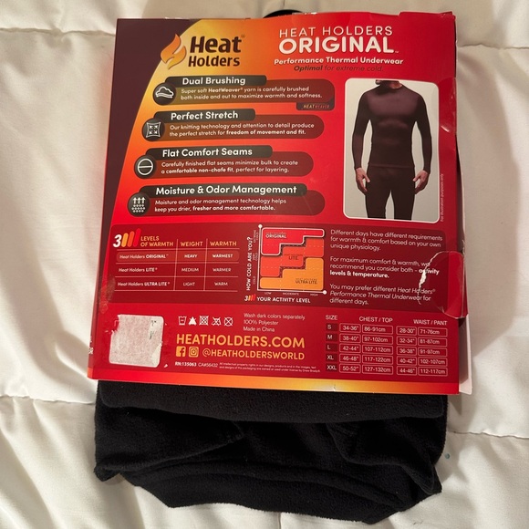 Heat Holders Men's Long Sleeve Crew Thermal Underwear Size M Extreme Cold Black - Picture 5 of 8